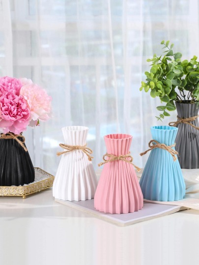 1/2 Pcs Artificial Flower Vase, Ceramic Appearance Plastic Height 6.9 Inches, Unbreakable Home ation Inserted Fake Vase Cannot Hold Water, Moderne ative ation, Living Room, Table, Office, Centerpiece Room Glass view 8