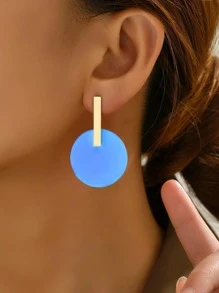 Bông tai thả tròn - Màu xanh nhạt - Xem 3