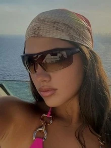 1副女士眉框漸變鏡片Y2K太陽眼鏡適合夏天 - 漸層 - 查看 6