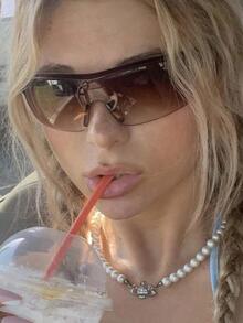 1副女士眉框漸變鏡片Y2K太陽眼鏡適合夏天 - 漸層 - 查看 5