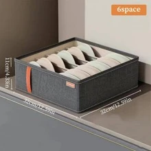 1pc Multi-grid Underwear Storage Box, Modern Multifunction Underwear Storage Box For Home - Dark Grey - View 5