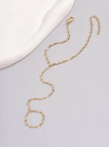 極簡連指手鏈 - 金色 - 查看 3