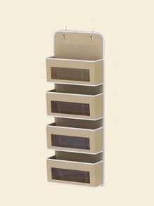 1pc 4 Grids Wall Hanging Storage Bag - Beige - View 3