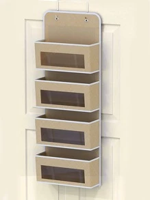1pc 4 Grids Wall Hanging Storage Bag - Beige - View 2