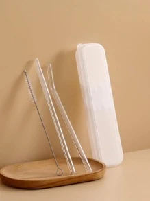 2入組透明吸管和1入組清潔刷和1入組收納盒 - 無色 - 查看 2