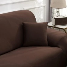 Bộ 2 vỏ bọc ghế sofa lụa sữa màu trơn [Mỗi kích thước đi kèm 1 vỏ gối], vỏ bọc ghế sofa đàn hồi cao chống thú cưng & dễ lắp đặt cho ghế sofa phòng khách 1/2/3/4 chỗ ngồi - Cà phê nâu - Xem 9