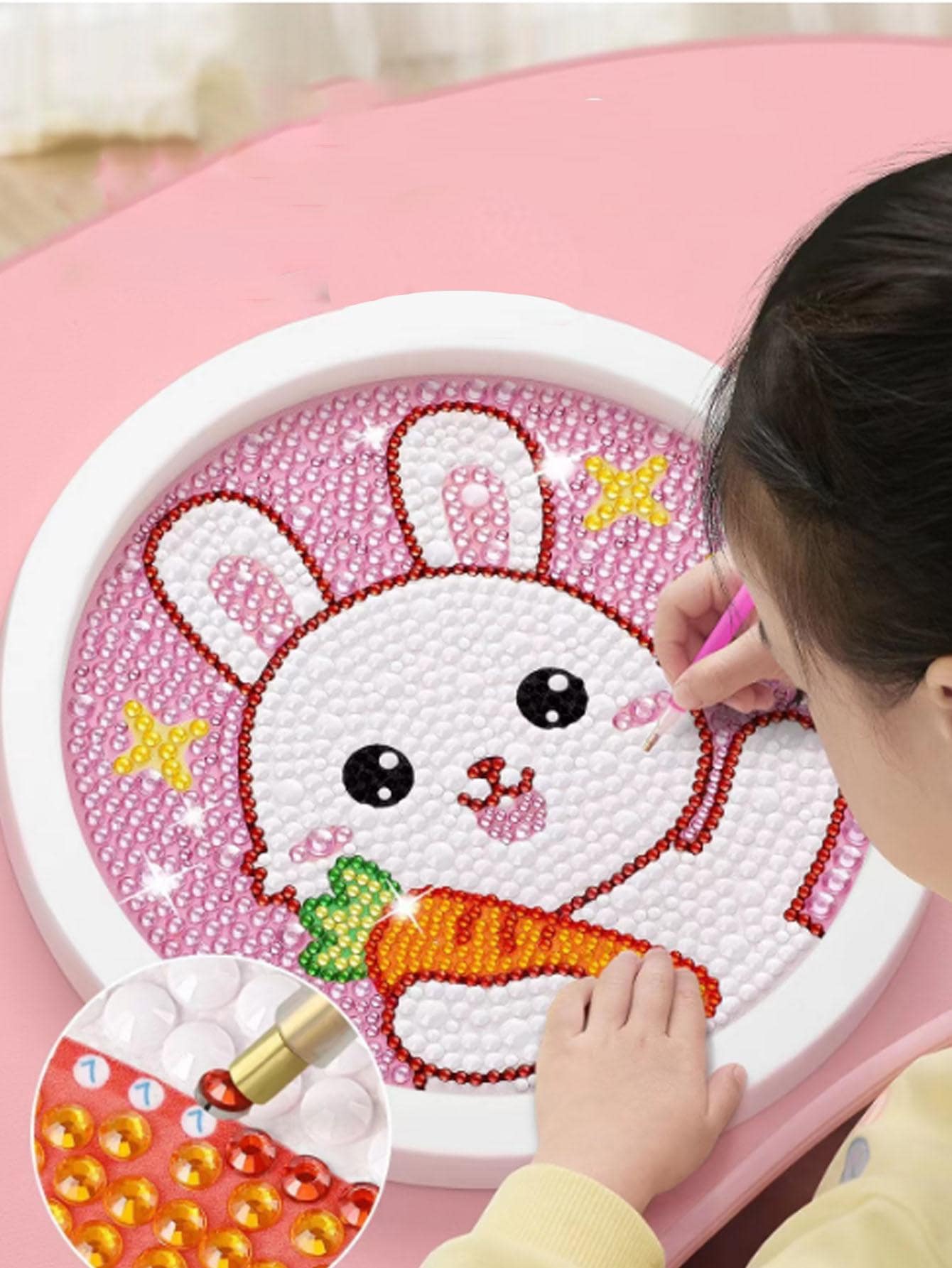 1入組兔子圖案DIY鑽石畫