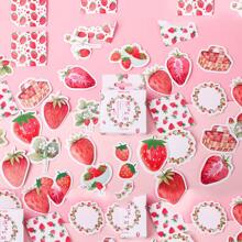 Boxed Stickers, 45pcs Creative Strawberry Cheesecake Love Theme Decorative Stickers For Journal & Envelopes Back To School