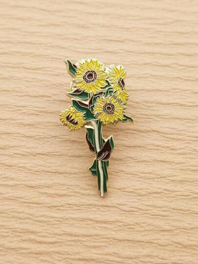 男士1入組優雅向日葵胸針琺瑯西裝領胸針適合女士日常裝飾通勤,適用於首飾類禮品和派對