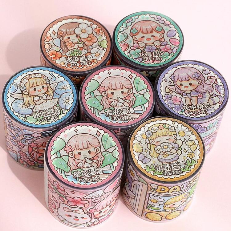 เทปวาชิ กราฟฟิค การ์ตูน 1 ชิ้น - สีเขียวขี้ม้า - ดู 2