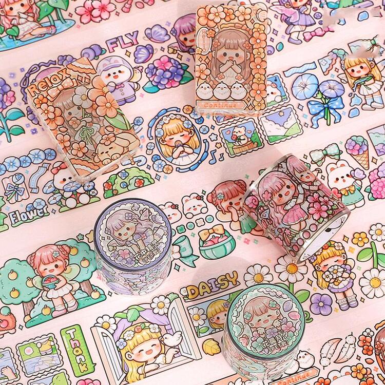 เทปวาชิ กราฟฟิค การ์ตูน 1 ชิ้น - สีเขียวขี้ม้า - ดู 4