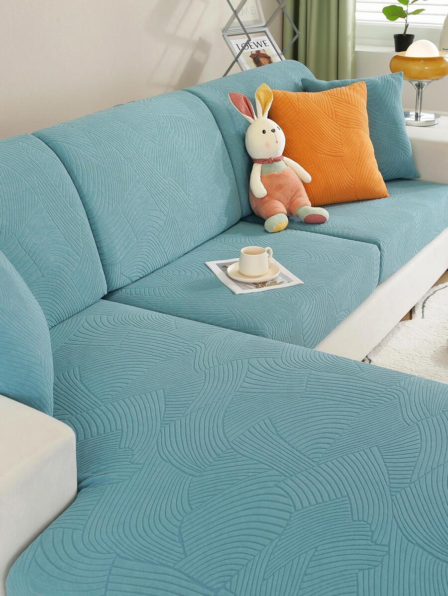 1pc Jacquard Stretchy Sofa Seat Cover - Green - View 1