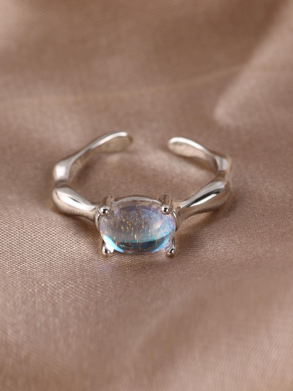 Cubic Zirconia Decor Cuff Ring