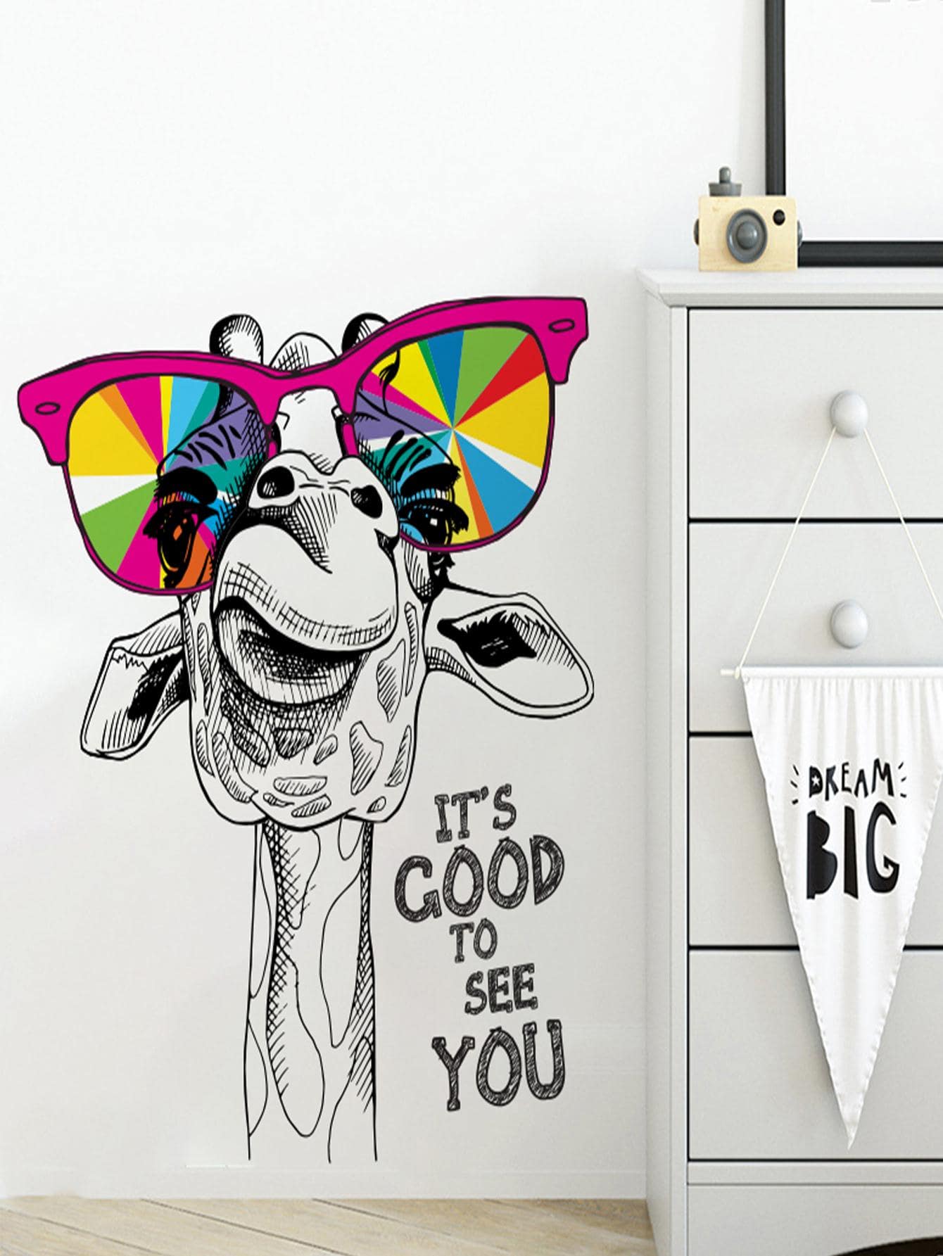 1pc Giraffe Pattern Wall Sticker,Stickers,Wall Decal, Vinyl Decal For Home Decorations,Spring Decoration Items Refresh Your Home,Rama Decoration Stickers - Multicolor - View 1