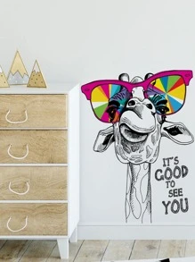 1pc Giraffe Pattern Wall Sticker,Stickers,Wall Decal, Vinyl Decal For Home Decorations,Spring Decoration Items Refresh Your Home,Rama Decoration Stickers - Multicolor - View 2