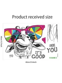 1pc Giraffe Pattern Wall Sticker,Stickers,Wall Decal, Vinyl Decal For Home Decorations,Spring Decoration Items Refresh Your Home,Rama Decoration Stickers - Multicolor - View 6