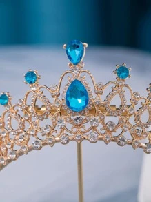 1入組女士水鑽裝飾王冠設計魅力四射髮箍適合派對 - 藍色 - 查看 4