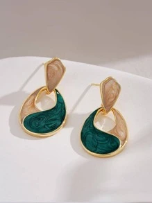 Water Drop Earrings - Green - View 3
