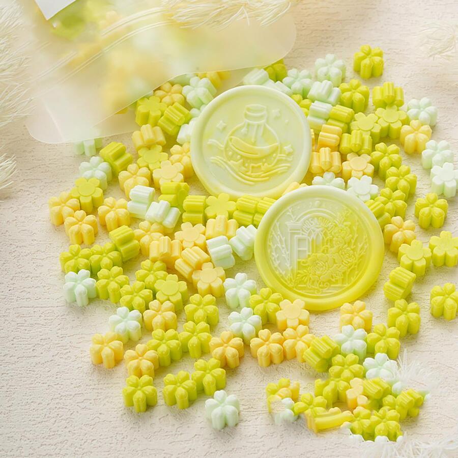 130入組花朵設計蠟印章小球 - 黃色 - 查看 1