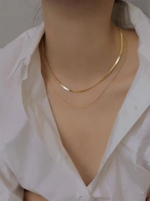 2 cái / bộ Vòng cổ chuỗi tối giản - Vàng - Xem 10