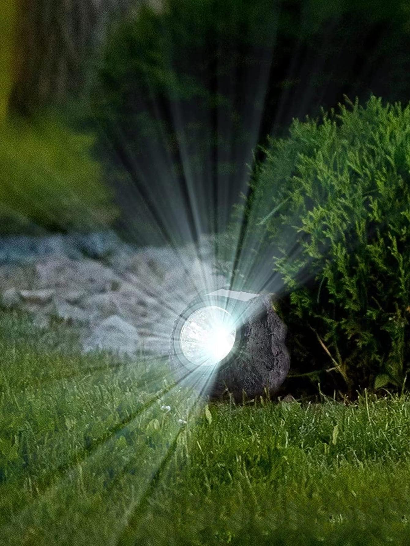 1 đèn LED năng lượng mặt trời ABS, đèn năng lượng mặt trời chống thấm nước thiết kế đá sáng tạo cho ngoài trời, đèn chiếu sáng ngoài trời cho lối đi, sân, hiên