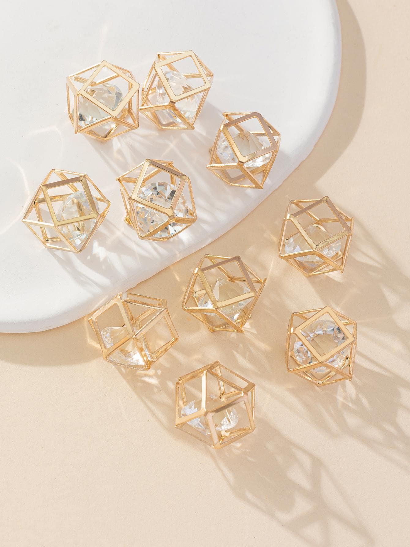 10pcs/set Rhinestone Decor Geometric DIY Bead - Yellow Gold - View 1