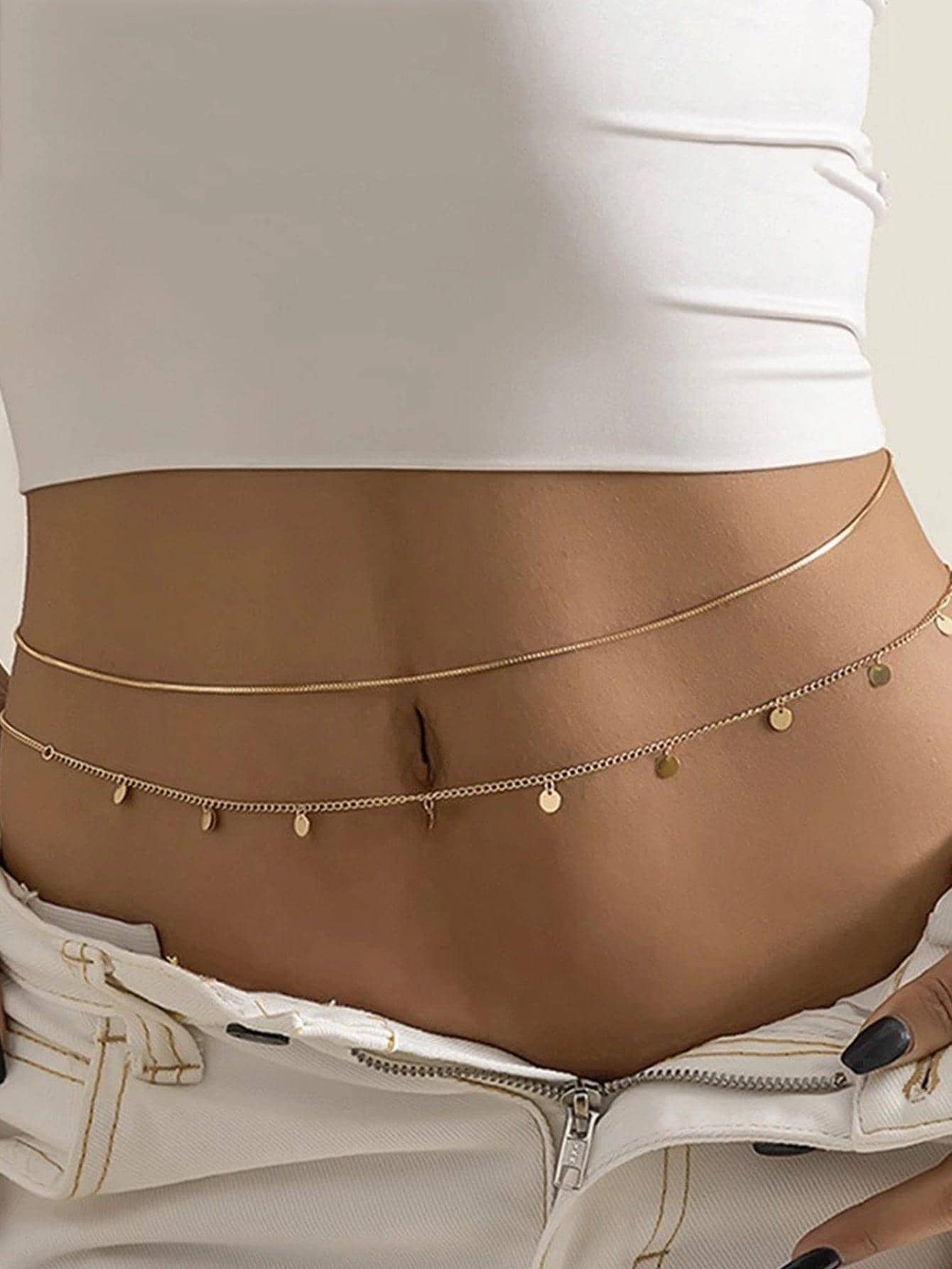 2入組唱片裝飾腰鏈 - 金色 - 查看 1