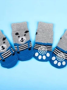 Set 3 pares de calcetas antiderrapante para mascota al azar masculino - Multicolor - Ver 1