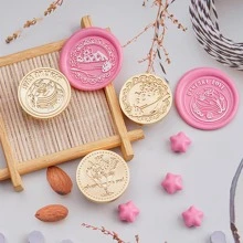 1 cái đầu tem tròn chi tiết hoa - Vàng - Xem 4