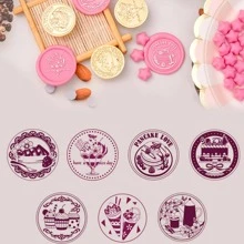 1 cái đầu tem tròn chi tiết hoa - Vàng - Xem 6