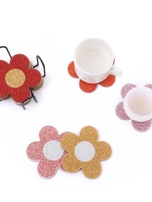 1 bộ WPC DIY Diamond Coaster, Thiết kế trái cây hiện đại DIY Diamond Coaster cho gia đình - Hồng - Xem 3