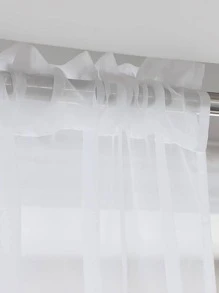 1 pieza Cortina transparente panel única unicolor transparente minimalista poliéster para casa - Blanco - Ver 5