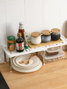 1 giá để đồ PP, Giá để đồ màu trơn tối giản cho nhà bếp - trắng - Xem 6