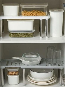 1 giá để đồ PP, Giá để đồ màu trơn tối giản cho nhà bếp - trắng - Xem 3