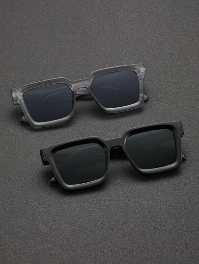 2副男士几何框时尚眼镜，适合户外海滩休闲、夏季海滩度假、户外旅行等场合。