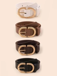 4条经典椭圆形扣皮带，适用于S码裤子 - 彩色 - 查看 1