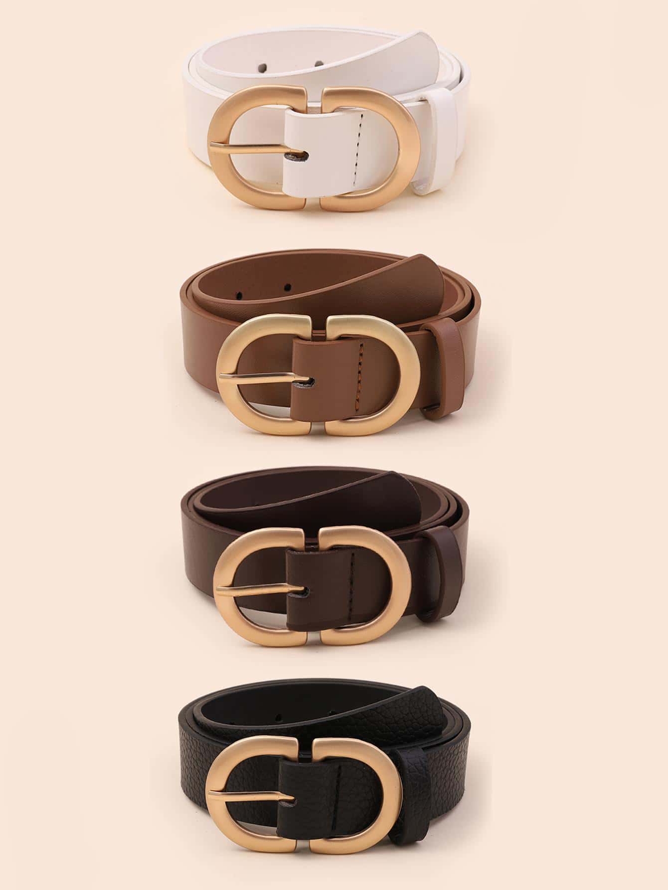 4条经典椭圆形扣皮带，适用于S码裤子 - 彩色 - 查看 1