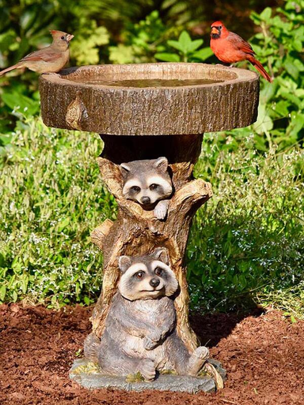 1pc Polyresin Garden Decoration Craft, Cute Raccoon Shaped Garden