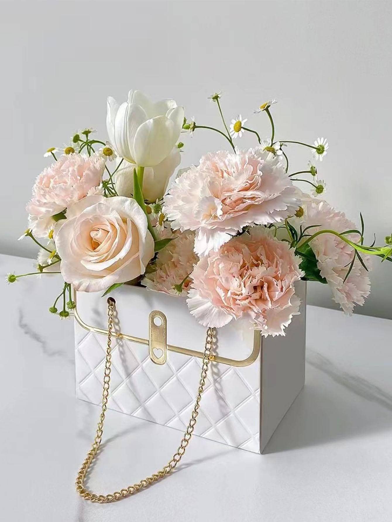 1pc Paper Gift Box, Modern Bag Shaped Gift Box For Home - White - View 2