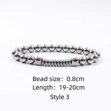 1入組交叉釘珠手環男士8mm赤鐵礦啞光串珠手鏈 - 黑與白 - 查看 6