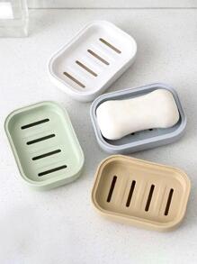 1入組雙層正方形日式肥皂盒帶蓋塑料排水肥皂盒 - 藍色 - 查看 3