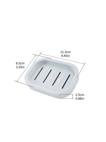 1入組雙層正方形日式肥皂盒帶蓋塑料排水肥皂盒 - 藍色 - 查看 2