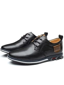 Men Minimalist Oxford Shoes, Lace-up Front Fashion Dress Shoes