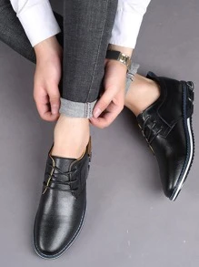 Men Minimalist Oxford Shoes, Lace-up Front Fashion Dress Shoes
