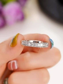 1 Nhẫn Đính Đá Cubic Zirconia Sang Trọng Cho Nữ Cho Ngày Lễ Tình Nhân Tặng Cưới Đính Hôn - Bạc - Xem 4