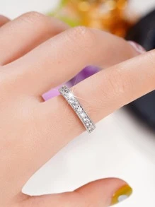 1 Nhẫn Đính Đá Cubic Zirconia Sang Trọng Cho Nữ Cho Ngày Lễ Tình Nhân Tặng Cưới Đính Hôn - Bạc - Xem 5