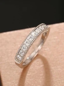 1 Nhẫn Đính Đá Cubic Zirconia Sang Trọng Cho Nữ Cho Ngày Lễ Tình Nhân Tặng Cưới Đính Hôn - Bạc - Xem 6