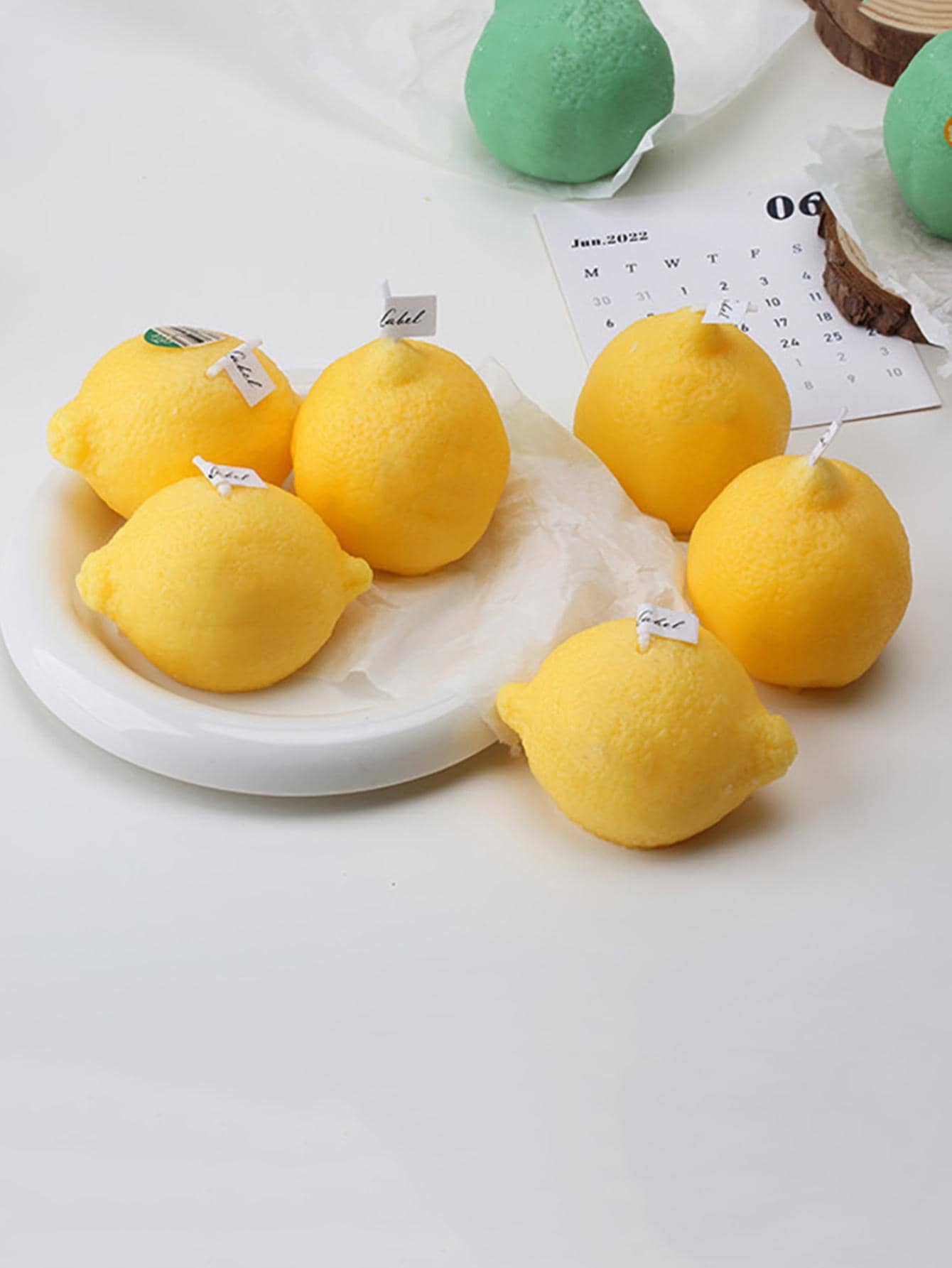 1 件款式随机黄色柠檬蜡烛 DIY 节日派对家居装饰卧室芳香疗法配件 - 黃色 - 查看 1