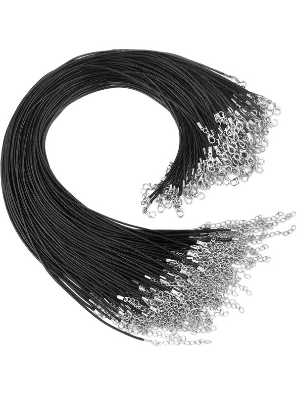 50 قطعة 45cm مضفور قابل للتعديل جلد أسود الشمع نسيج قطن DIY صنع يدوي قلادة معلق قفل جراد البحر سلسلة نسيج قطن مجوهرات السلسلة