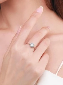 1pc Fashion 925 Sterling Silver Sparkling Zirconia Flower Finger Ring For Women Wedding Statement Fine Silver Jewelry - Silver - View 2